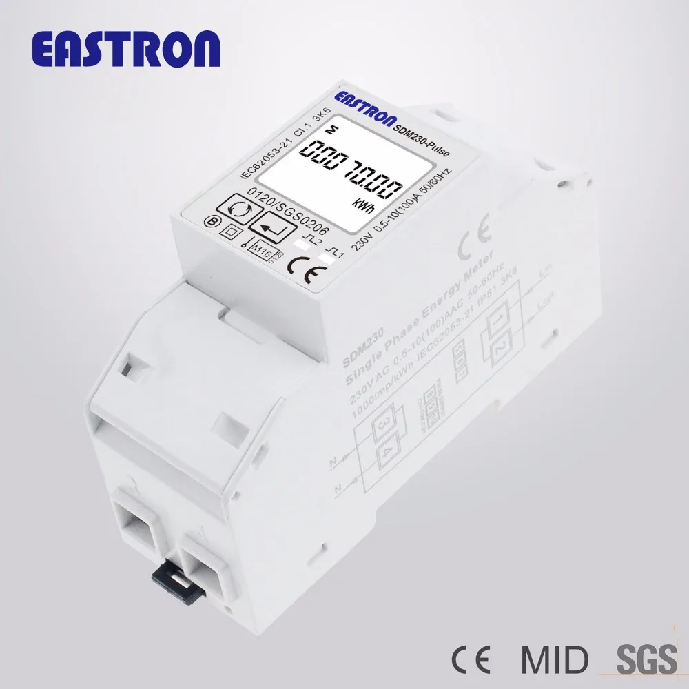 SDM230 Pulse CE 100A однофазный измеритель энергии на din рейке ватт час кВтч PV солнечной не