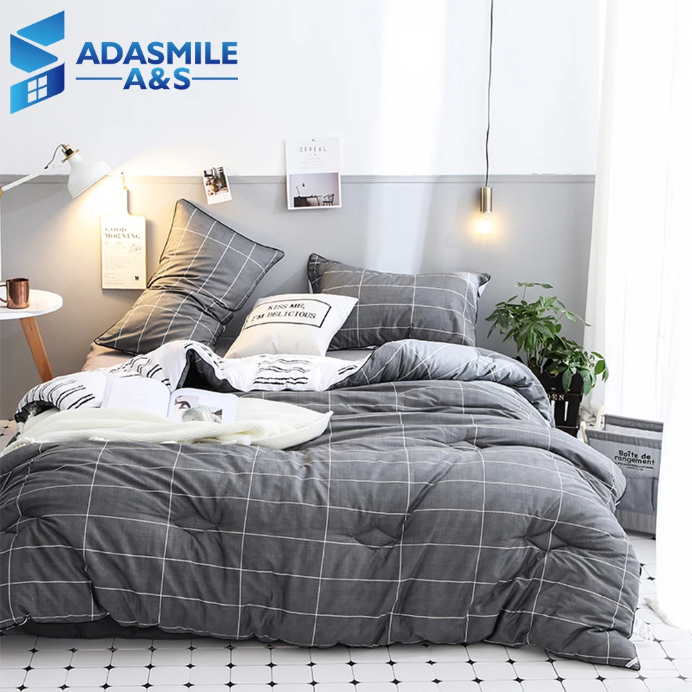 Modern Warm Gray Lattice Comforter For Winter King Queen Size White