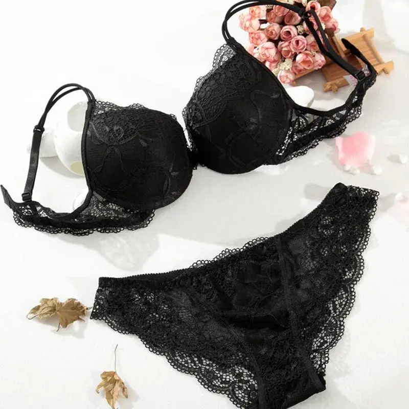 H style Black Blinvas комплект с бюстгальтером без косточек, кружевное белье из спандекса, BlinNT007, треугольная чашка, комплект нижнего белья, сексуальное нижнее белье, комплект нижнего белья - Цвет: H style Black