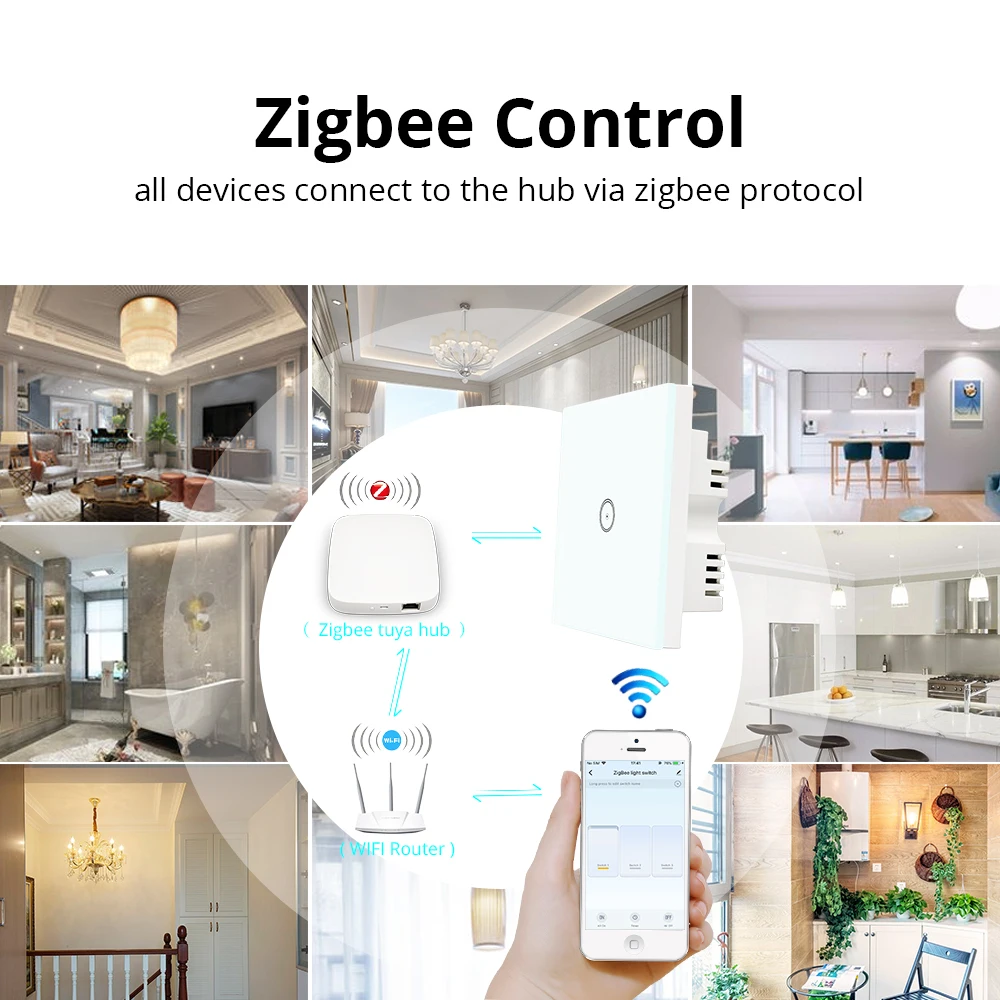 Настенный светильник Zemismart Zigbee UK, один комплект, совместимый с tuya Zigbee Hub, не требуется нейтральный провод