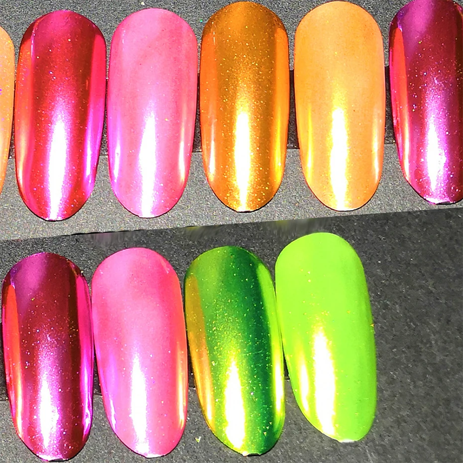 New Colors Mirror Metallic Glitter Chrome Nail Powder Dipping Laser Rose Purple Nails Art Decor Pigment Dust Holo Manicure LA786 (6)