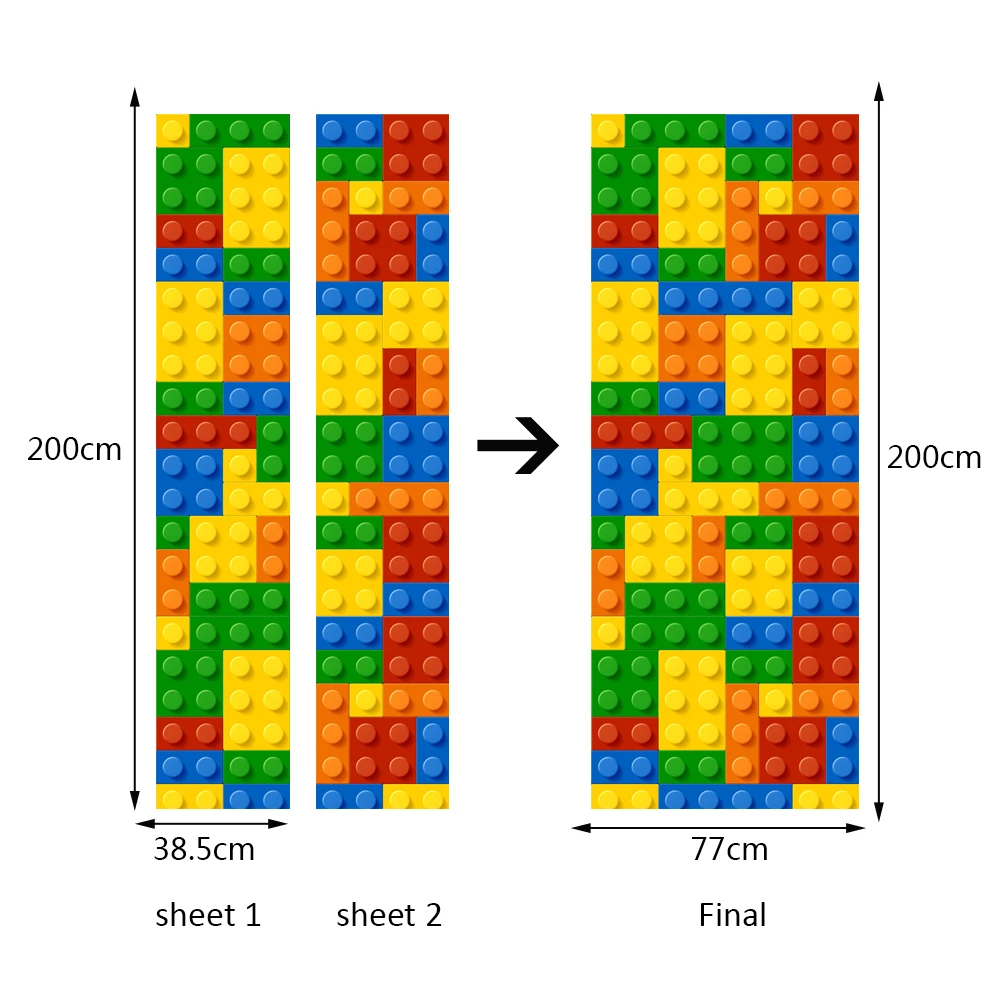 Креативные строительные блоки детские двери Стикеры s обои, наклейки на стену самоклеющиеся отремонтированные детские комнаты украшения дома