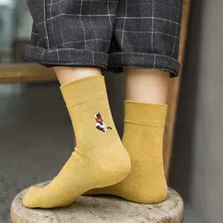 Новый дизайн для женщин вышивка мультфильм котенок модные милые хлопковые повседневные носки 5 пар