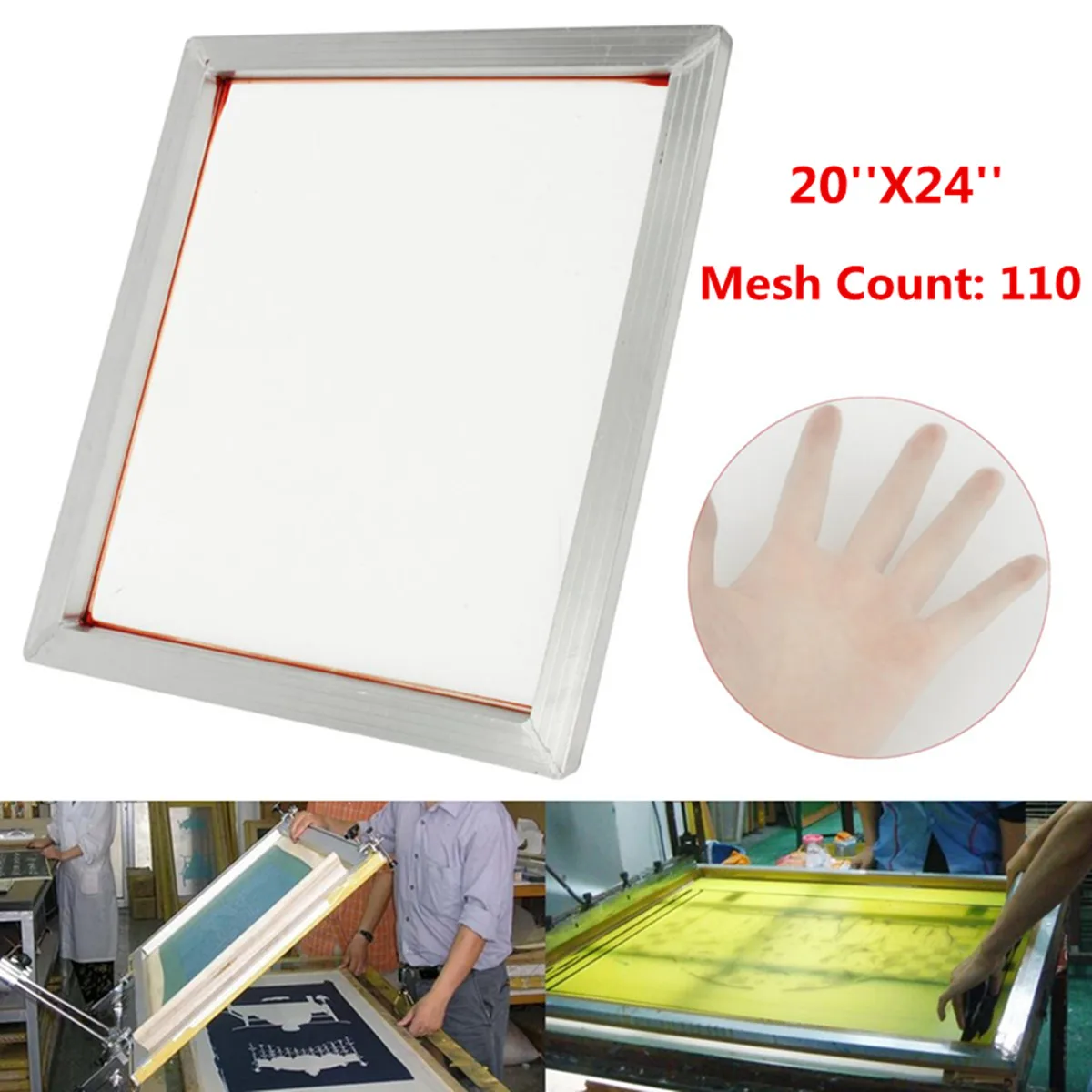 

110 Mesh Screen Printing Aluminium Frame Stretched With White Silk Print Polyester Mesh For Printed Circuit Aluminium Frame