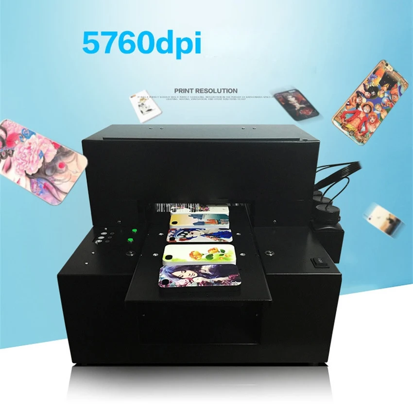 Küçük uv flatbed yazıcı için tpu telefonu kılıfı baskılar kılıf 110-220 V Tam otomatik entegre A4UV flatbed yazıcı 5760*2880 DPI