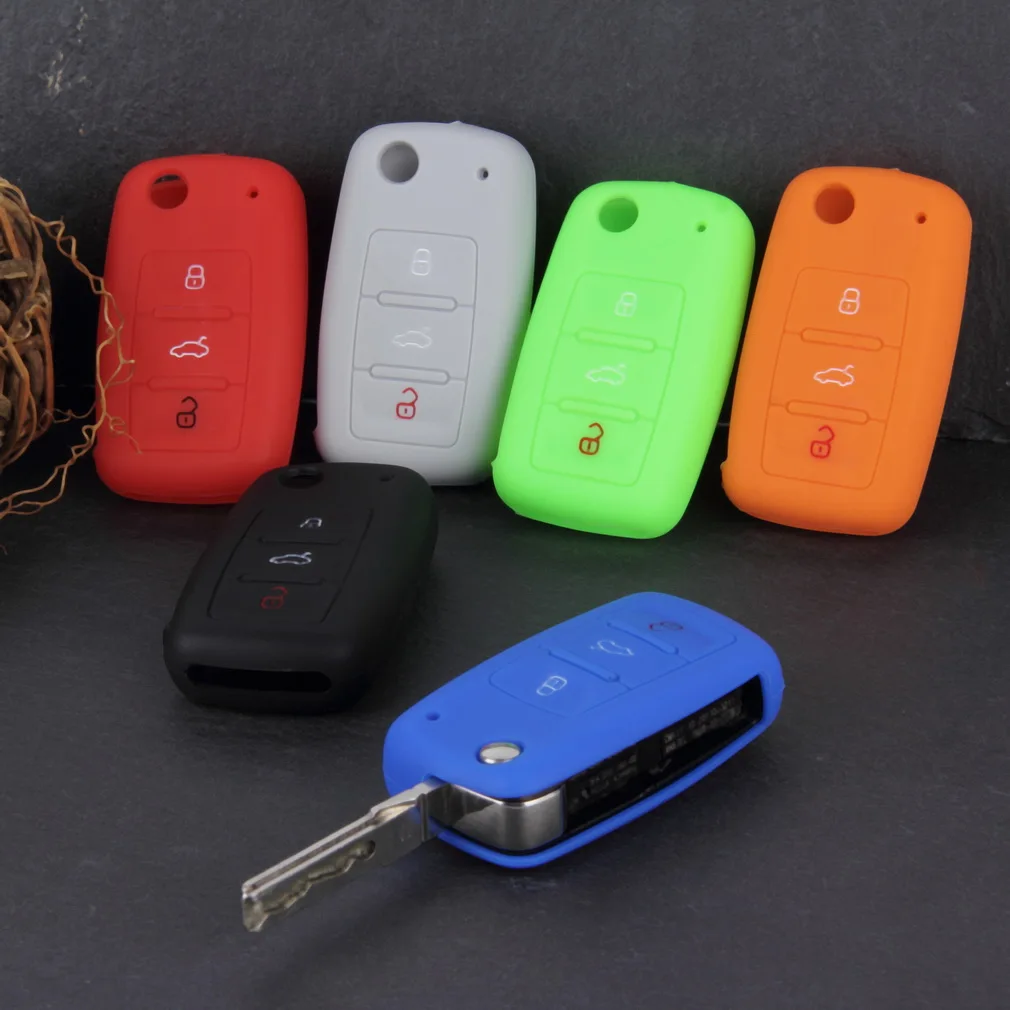 2017 6 Colors Silicone Car Auto Key Cover Case Car Keychain For Remote