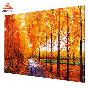 

4 panel module canvas painting Artryst modern home decor art wall hand painted oil painting tree image printed on canvas AR195