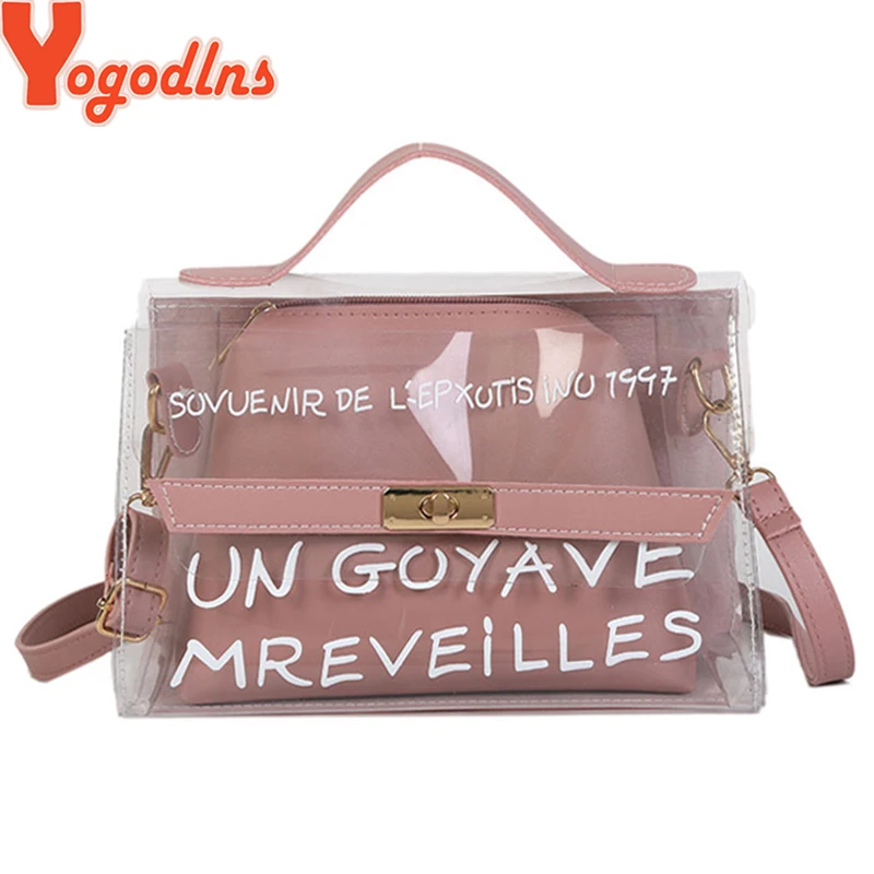 

Yogodlns 2019 Design Luxury Brand Women Transparent Bag Clear PVC Jelly Small Tote Messenger Bags Female Crossbody Shoulder Bags