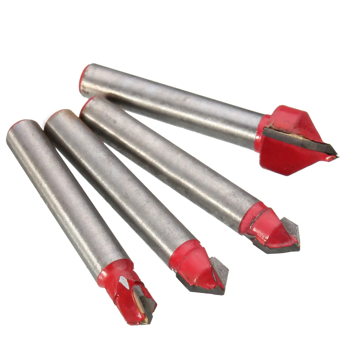 Best Price 4PCs Red Router Bit Set CNC Engraving V Groove Solid Carbide