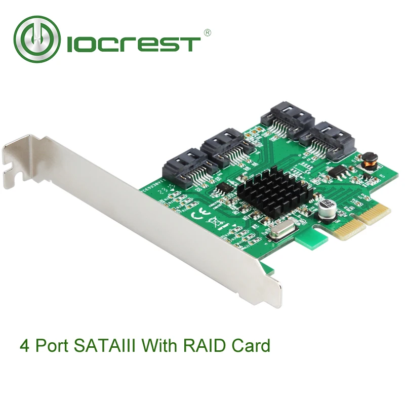 

IOCREST PCI-Express 4-port HyperDuo SATA III RAID Controller Card Marvell 88SE9230 with low profile bracket