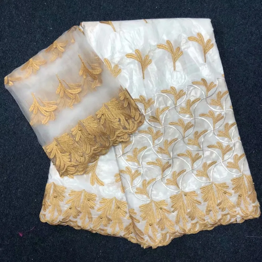 

white Bazin Riche Fabrics 5+2 Yards Matching French Mesh for African Wedding Party 2018 Latest Embroidered Designs Bazin Fabrics
