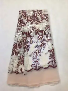 

High Quality Nigerian Lace Fabrics With Sequins African Lace Fabric Embroidered Tulle Mesh Lace Fabric ALC-JL1069