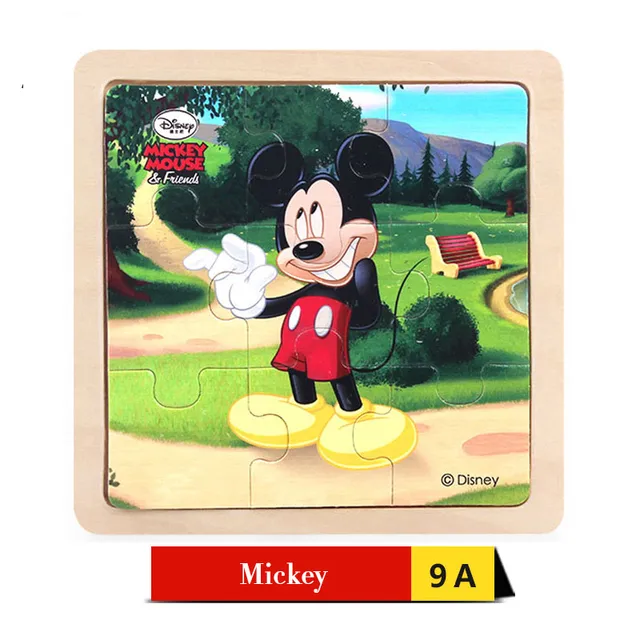 9pcs Disney Cartoon Wooden Puzzle For Children Education Learning Kids
