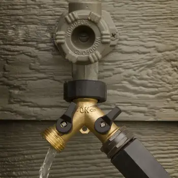 

Brass 2-Way Connector Faucet Water-tap Dual Shut-off Valve Controls Faucet Splitter Replacement