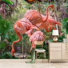 Beibehang стильные современные минималистичные Рисованные обои тропические растения Фламинго ТВ фон обои для гостиной behang