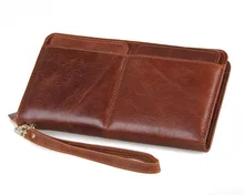 8069C Men’s Leather Business Clutch Wrist Bag Handbag Coffee Wallet Genuine Leather Clutch Bag Big Capacity Wallets