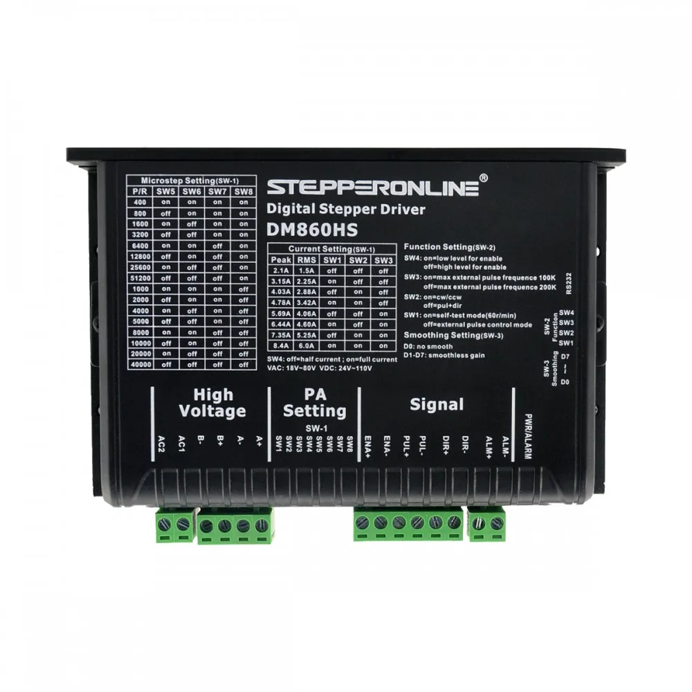 

DM860HS Digital Stepper Motor Driver 2.1-8.4A 30-110VDC or 24-80VAC for Nema 34 Stepper Motor