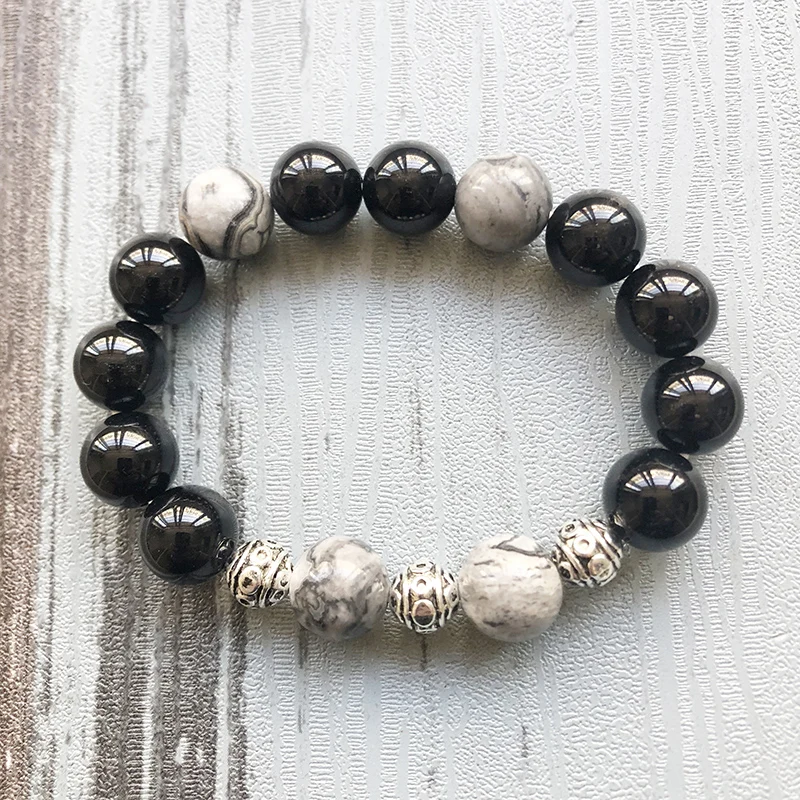 12 мм кленовые j-asper Роскошные ювелирные изделия медитация камень мощный браслет