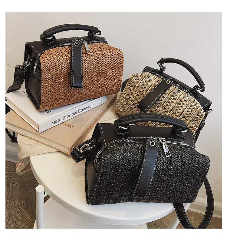 

2019 High Quality Straw Shoulder Crossbody Bags for Women Luxury Handbags Women Designer Bucket Bag Cross Body