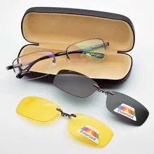 Eyeglasses Frame Magnet Clip Myopia Glasses Polarized Sunglasses Black Frame Night Vision Goggles Spring Hinge frame free glasses frame with magnet clip film myopia gray glasses lens rimless frame men and omen sunglasses frame no border