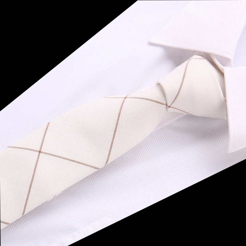 

Mens cotton Tie Navy Blue white plaid Slim Necktie 6cm Business Wedding 2018 Fashion Gravatas Luxury Handmade Tie