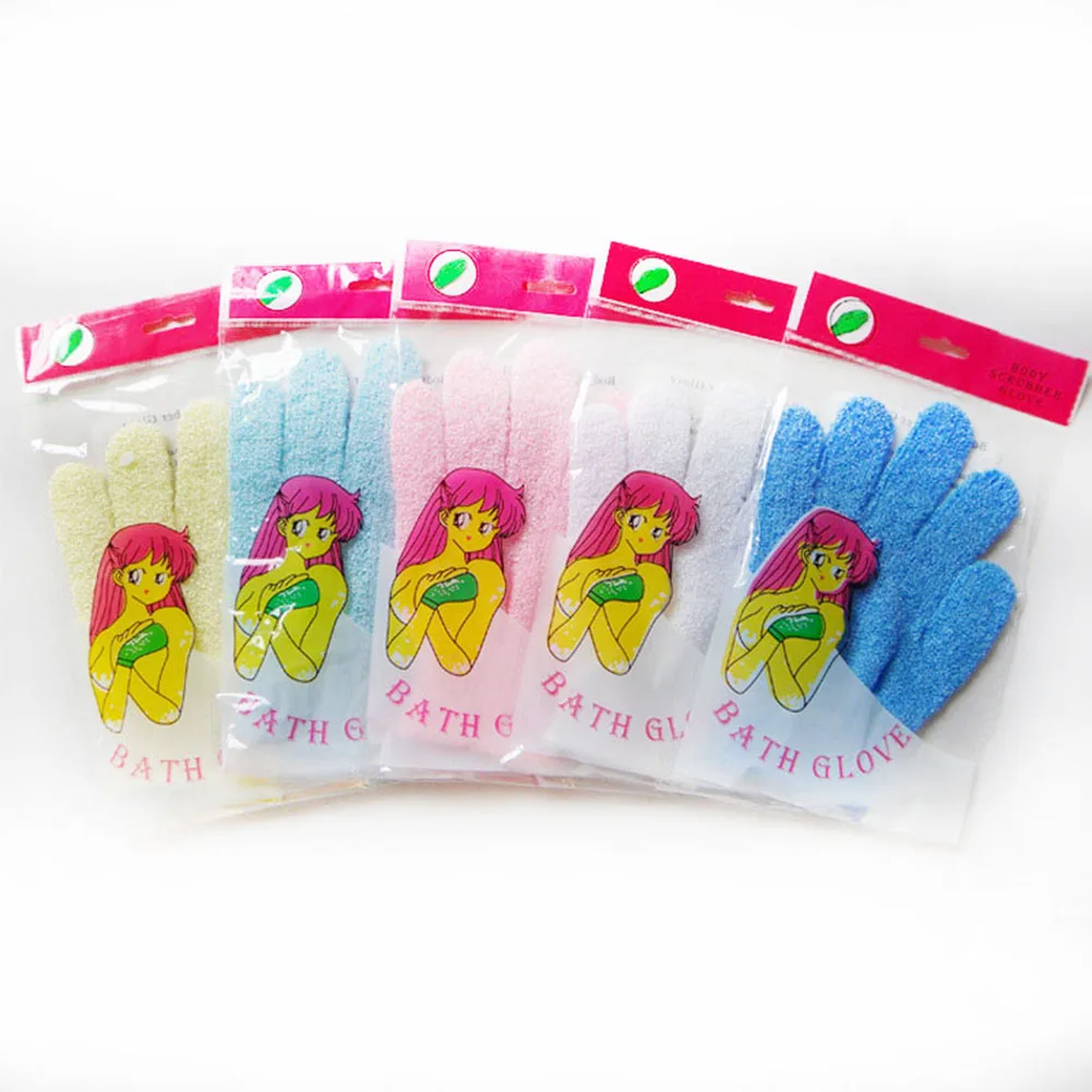 Murah 4 Pcs Mandi Sarung Tangan Exfoliating Wash Spa Kulit Sarung Tangan Mandi Busa Mandi Skid Resistance Tubuh Pijat Membersihkan Loofah Scrubber