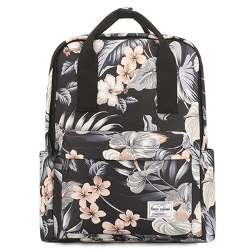 

Student Stylish Canvas Backpack Breathable Double Shoulder Rucksack Women Daypack Travel Bag Leaf Printed Bagpack College Sac Do