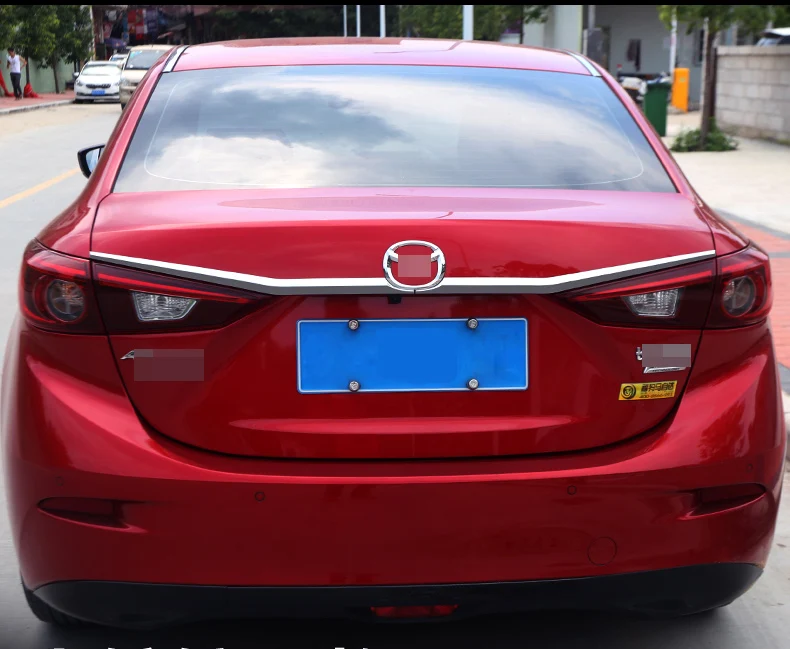 Авто аксессуары подходят для Mazda 3 Axela Седан ABS Chrome задний багажник крышка рельефная Накладка для отделки 2 шт