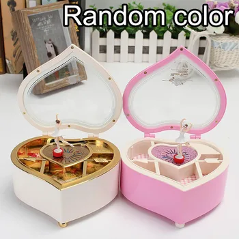 

Heart Shape Dancing Ballerina Music Box PLastic Jewellery Box Girls Carousel Hand Crank Music Box Mechanism Gift