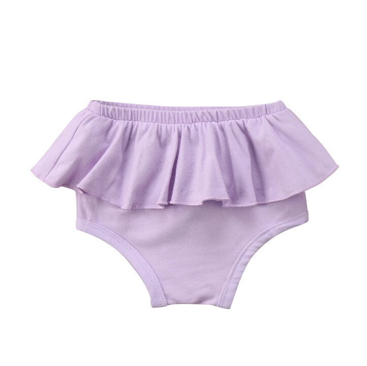 Однотонные милые новые шорты для маленьких девочек шорты-шаровары для новорожденных девочек повседневные шорты с оборками для детей от 0 до 24 месяцев - Цвет: Фиолетовый