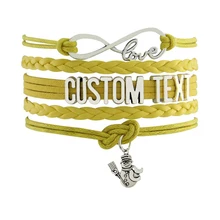 Прямая Браслет «бесконечность» пользовательский текст цвет кожаный шнурок браслет Снеговик очаровательный подарок на Рождество
