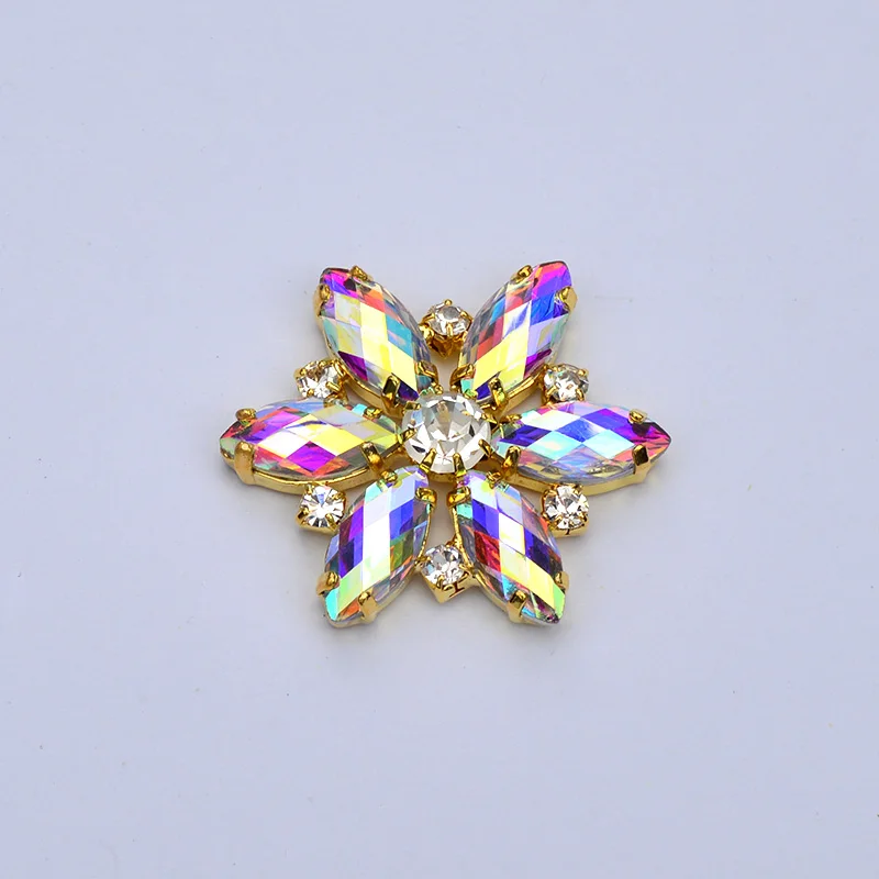 36mm Crystal AB JUNAO 2 шт. 45*59 мм Пришивные Красочные AB кристаллы Стекло Цветочная аппликация со стразами плоские с оборота золотые страз в форме когтя шитье хрустальных камней - Цвет: 36mm Crystal AB
