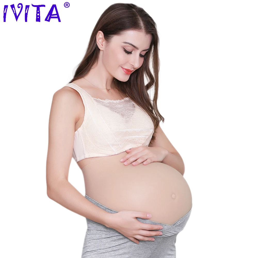 IVITA Artificial Silicone Fake Pregnant Soft Belly - Realistic Pregnancy Jelly Belly for Crossdresser Unisex Cosplay, 100% Silicone image 3