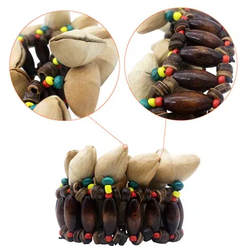 

New Handmade Nuts Shell Bracelet Wooden Handbell For Djembe African Drum Conga Percussion Accessories Kids Toy
