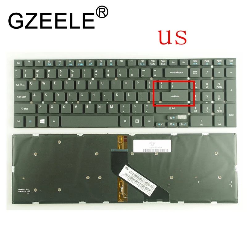 Клавиатура GZEELE US с подсветкой для ACER V3-7710 V3-7710G V3-772G V3-572 E1-530 E1-530G E1-572 E1-731 черный