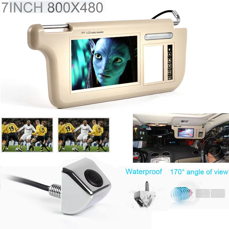 

A Touch 7inch Car Sun visor DVD/TV Media Screen&Rear View Silver Backup Monitor/Camera kits