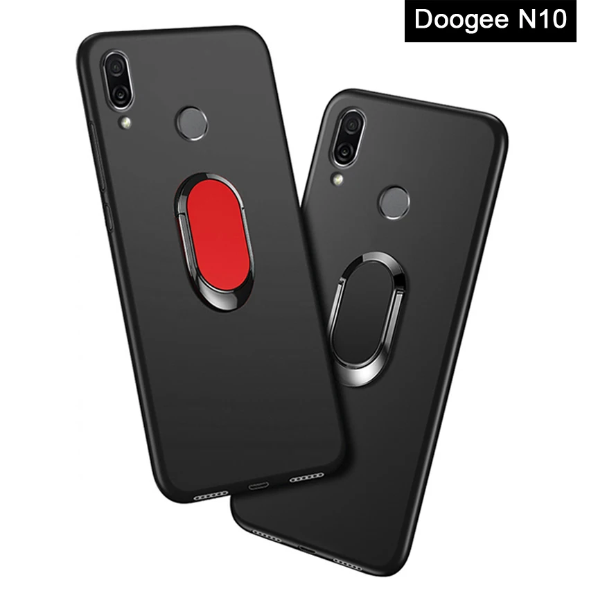 

Doogee N10 Phone Cover for Doogee N10 Case luxury 5.84" Soft Black Silicone Magnetic Car Holder Ring Cases for Doogee N10 Fundas