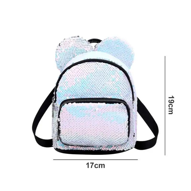 New Baby Girls Kids Backpack Mouse Ears Bags Kids Fashion Mini School Bag Women Travel Sequins Backpack Mini Bag Dropshipping