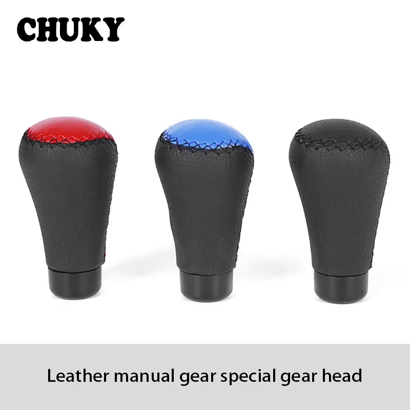 

CHUKY Car Genuine Leather Gear Shift Shifter Lever Knob Accessories For Fiat 500 Punto Chevrolet Cruze Aveo Peugeot 206 307 308