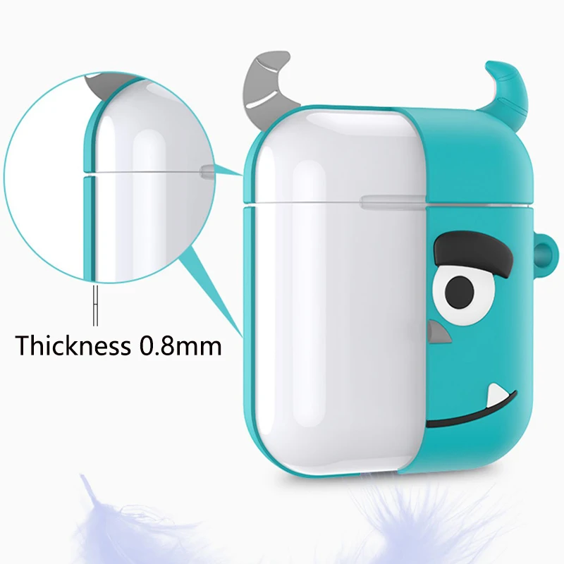 For Apple Airpods Case Soft Silicone Cover Cute Cartoon Bluetooth Earphone Protective Case Bag for Air pods 2 Key Ring Strap