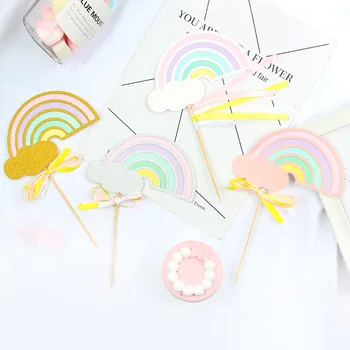 

Rainbow Cake Topper Flags 5 pcs Paper Craft for Wedding Party Event Baking Decoration Accessories ACT006