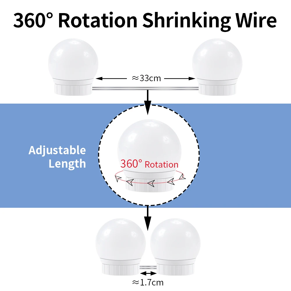  Mirror Vanity Light Bulb LED USB Wall Lamp 12V Stepless Dimmable 2 6 10 14 Makeup Dressing Table LE - 32919265249