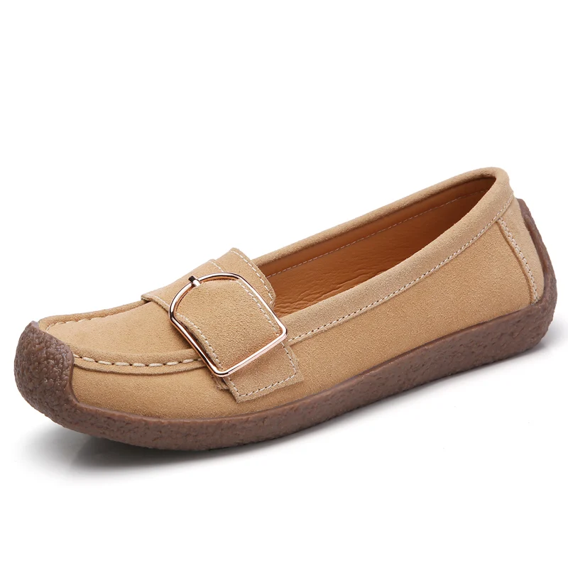 

LEMAI Brand Spring Fashion Women Flats Shoes Genuine Leather Ballet Flats Shoes Woman Slip-on Moccains Loafers Women Boat Shoes