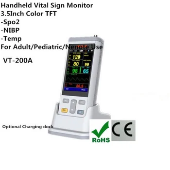 

Smallest 3.5 inch color TFT handheld Vital Sign Monitor Oximetry Monitor with Spo2,NIBP,TEMP Parameters Spo2 Oximeter