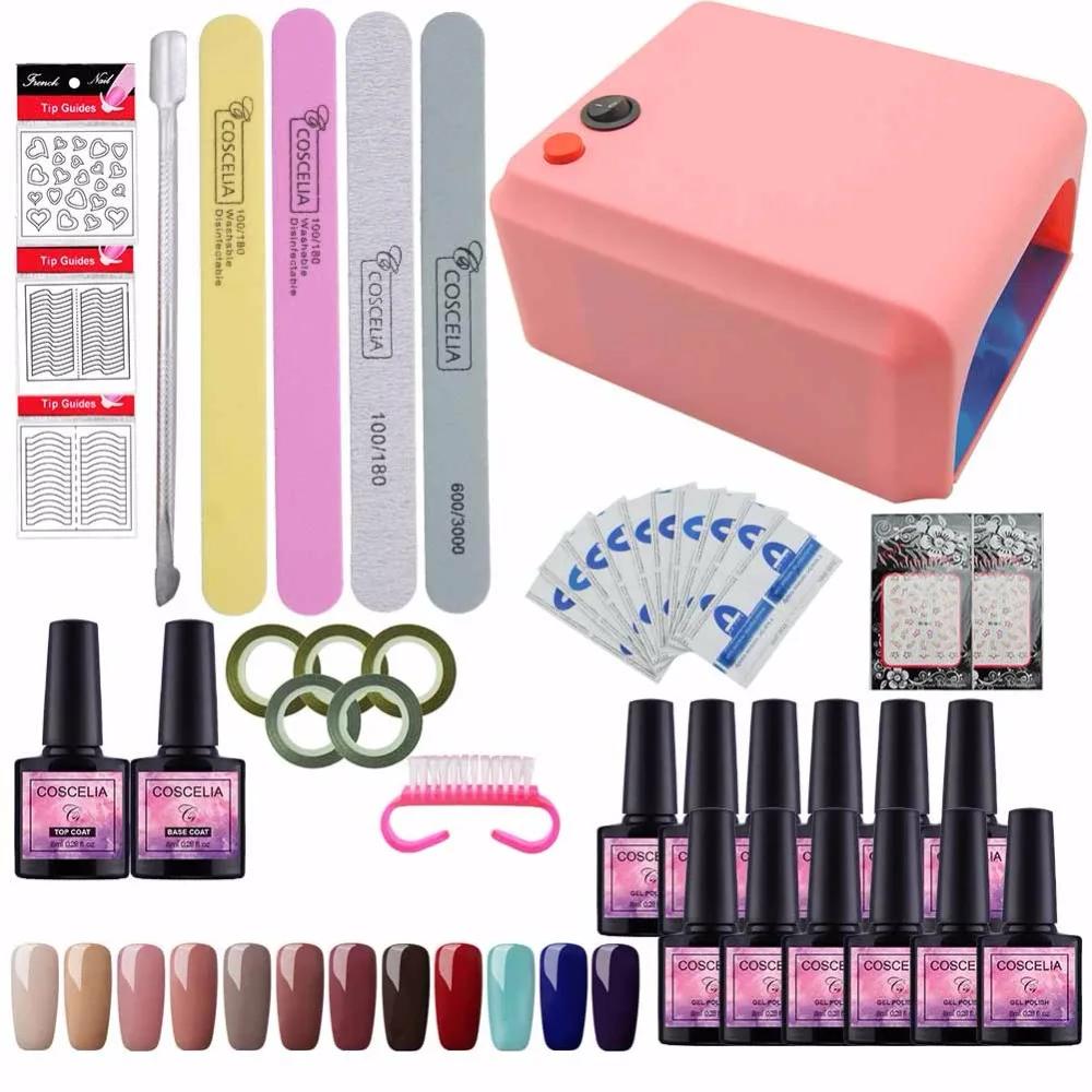 

COSCELIA 12pcs Gel Nail Polish Set 36W UV Lamp For Nail Device For Manicure Nail Art Tools Kit Manicure Set Base And Top In Set