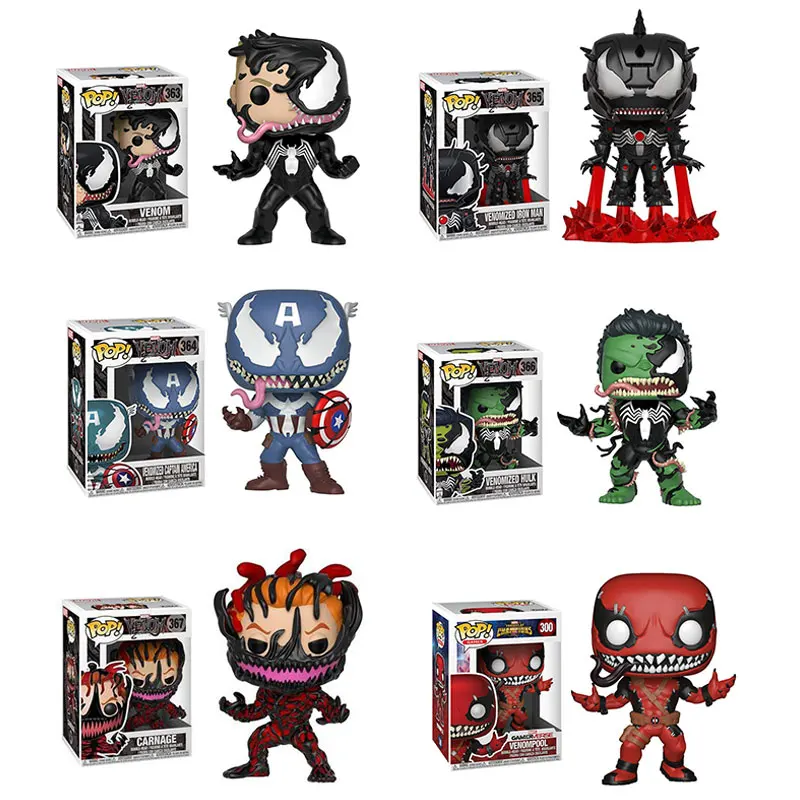 

Original Funko Pop Venom Iron Man Hulk Venompool Captain America Carnage Venom Model Figure Collectible Model Toy