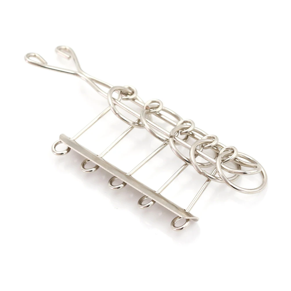 Educational Chinese 5 Rings Brainteaser Stainless Steel Metal Wire Documentary Interesting Puzzle Toy School 5 Linked Rings Tool