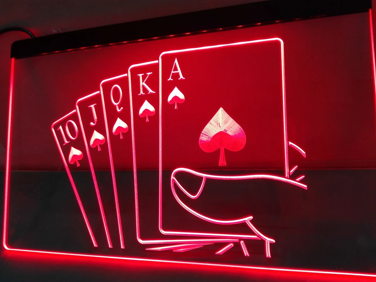 LK416 Royal Flush Покер Казино светодиодсветодиодный неоновая световая вывеска