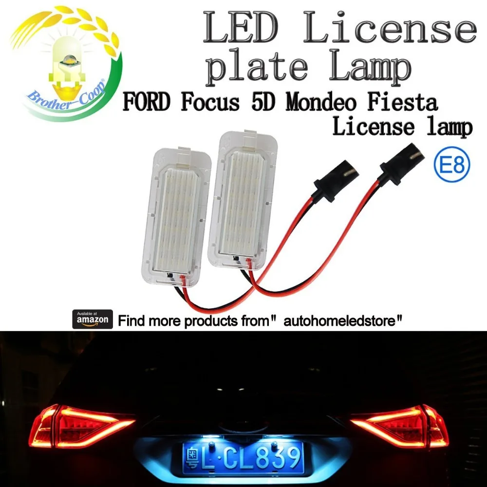 

2pc LED License Plate Light New for Ford Focus 5D Mondeo Fiesta Kuga Xenon White 6000k Canbus No Error
