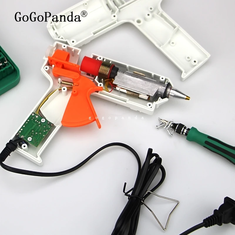 Comprar Envío Gratis 220v 40 150w pistola de pegamento fundido caliente Kit de reparación de temperatura ajustable herramientas con 5 uds palos de pegamento